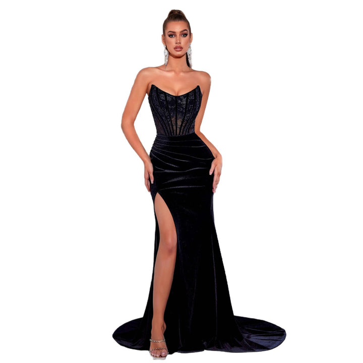 Damen Luxuriöses Abendkleid mit transparentem Oberteil und figurbetonendem Schnitt Drune