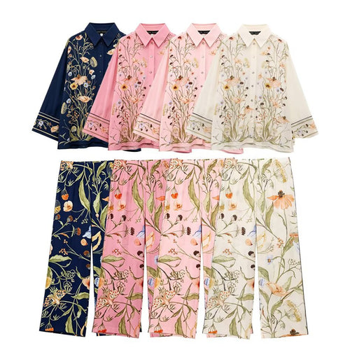 Damen Palazzo-Hose mit floralen Mustern Drune