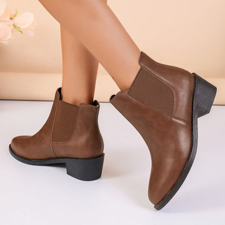 Damen Chelsea-Stiefeletten aus veganem Leder mit elastischen Seiteneinsätzen Drune