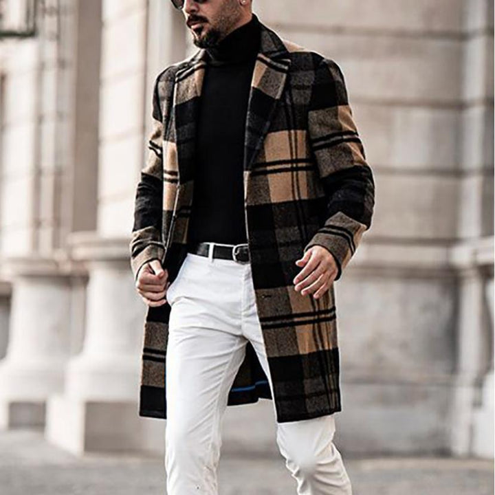 Herren Karierter Wintermantel mit warmem Innenfutter Drune