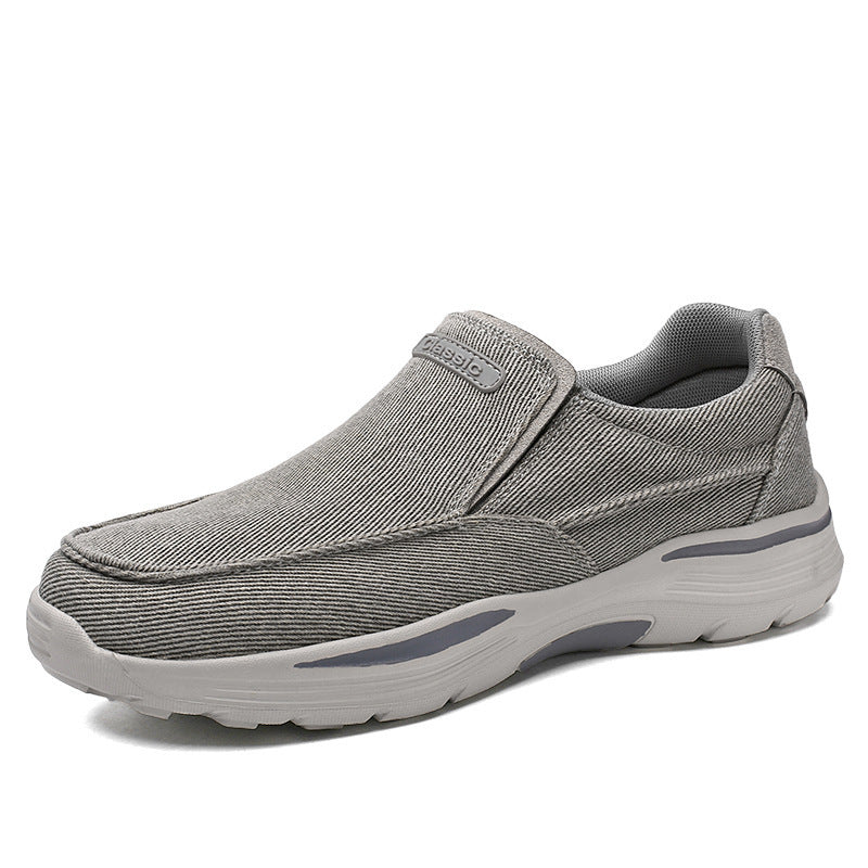 Herren leichte Slip-On Komfortfreizeitsneaker mit atmungsaktivem Canvas und stoßdämpfender Plateausohle Drune