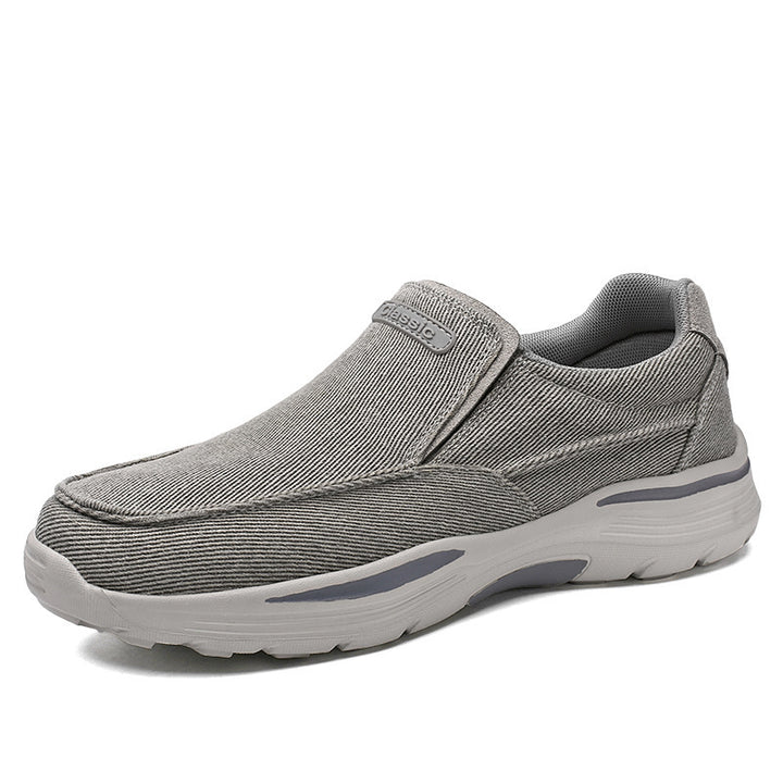 Herren leichte Slip-On Komfortfreizeitsneaker mit atmungsaktivem Canvas und stoßdämpfender Plateausohle Drune