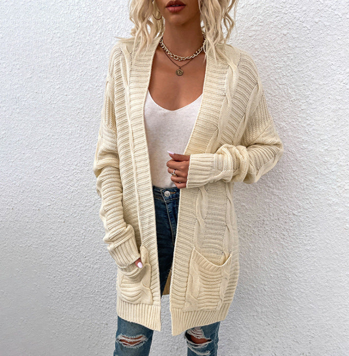 Damen Grobstrick Cardigan mit lässigem Design und praktischen Taschen Drune