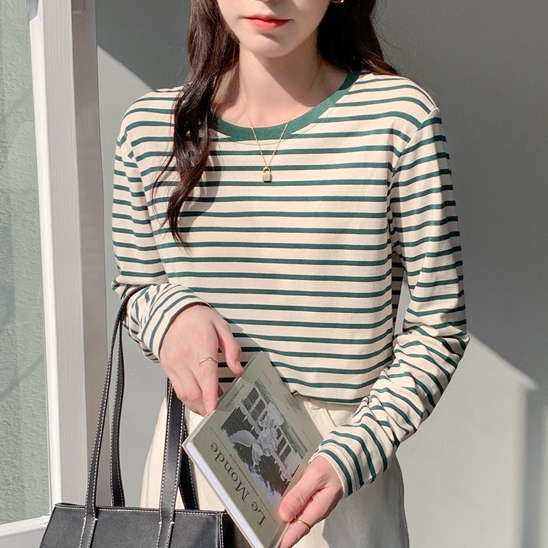 Damen langärmliges gestreiftes T-Shirt Drune
