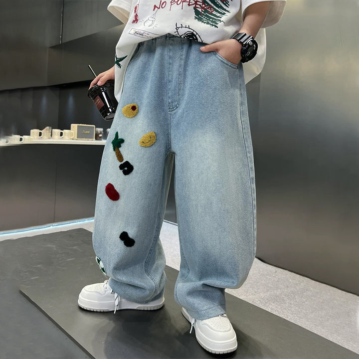 Unisex lässige Jeans mit einzigartigen Stickereien Drune