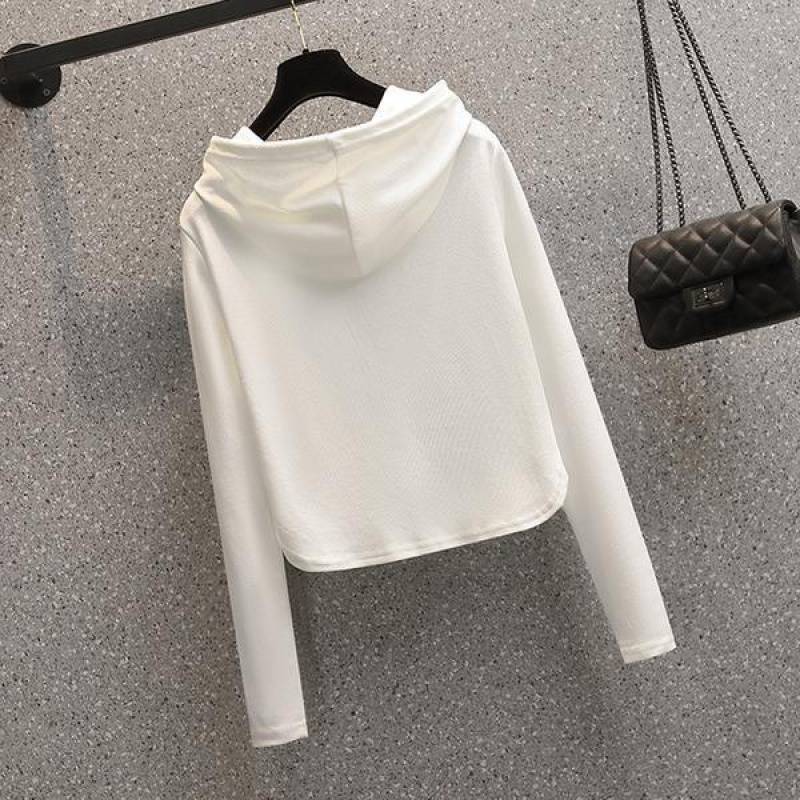 Damen modischer Crop-Hoodie mit praktischem Reißverschluss Drune