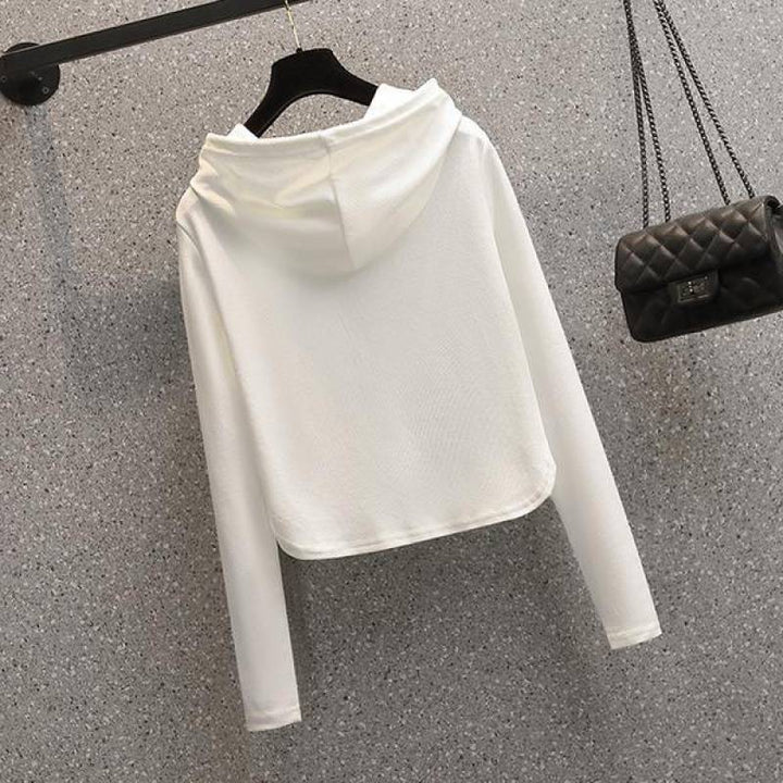 Damen modischer Crop-Hoodie mit praktischem Reißverschluss Drune