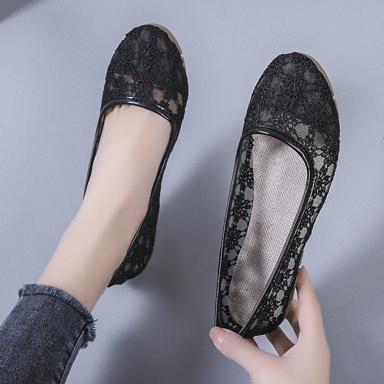 Damen elegante Ballerinas aus filigranem Spitzenmaterial Drune