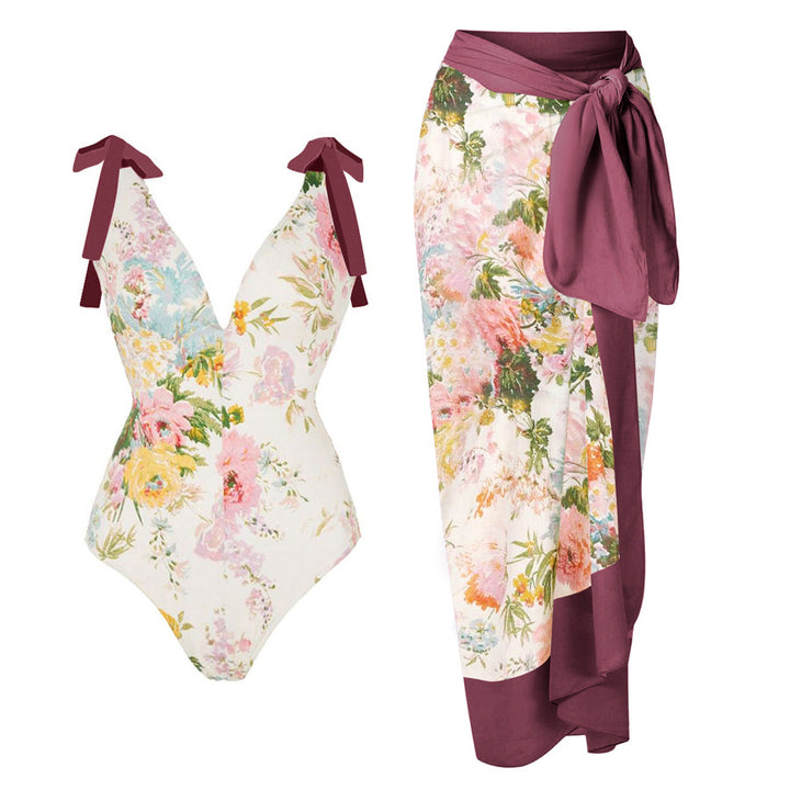 Damen Badeanzug mit floralem Design und schicker Wickelhose Drune