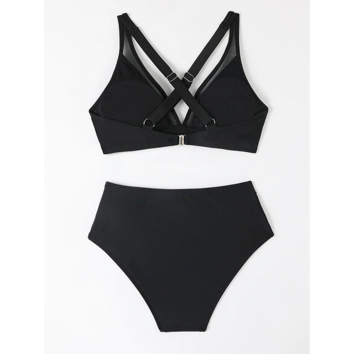 Damen Bikini-Set mit hoch geschnittenem Höschen und modernem Kreuz-Riemen-Design Drune