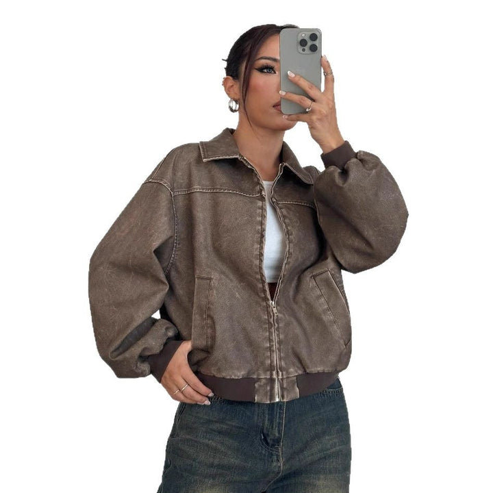 Damen oversized Bomberjacke mit lässigem Schnitt und voluminösen Ärmeln Drune