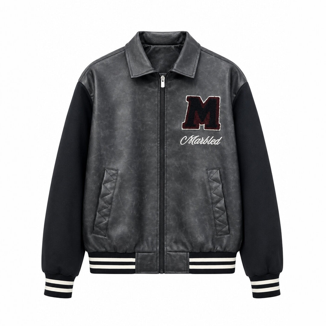 Herren Modische Bomberjacke mit Stickdetails Drune