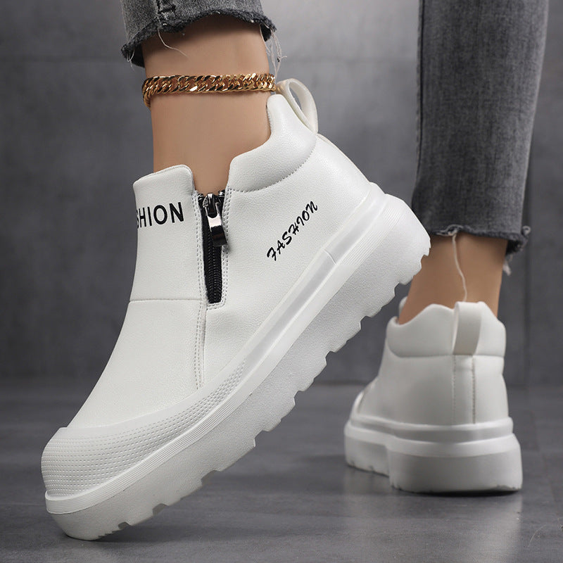 Damen nan Plateau-Sneaker mit seitlichem Reißverschluss, gepolstertem Komfortfußbett und profiliertem Laufprofil Drune