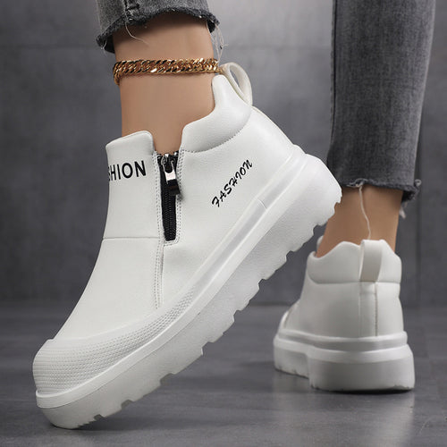 Damen nan Plateau-Sneaker mit seitlichem Reißverschluss, gepolstertem Komfortfußbett und profiliertem Laufprofil Drune