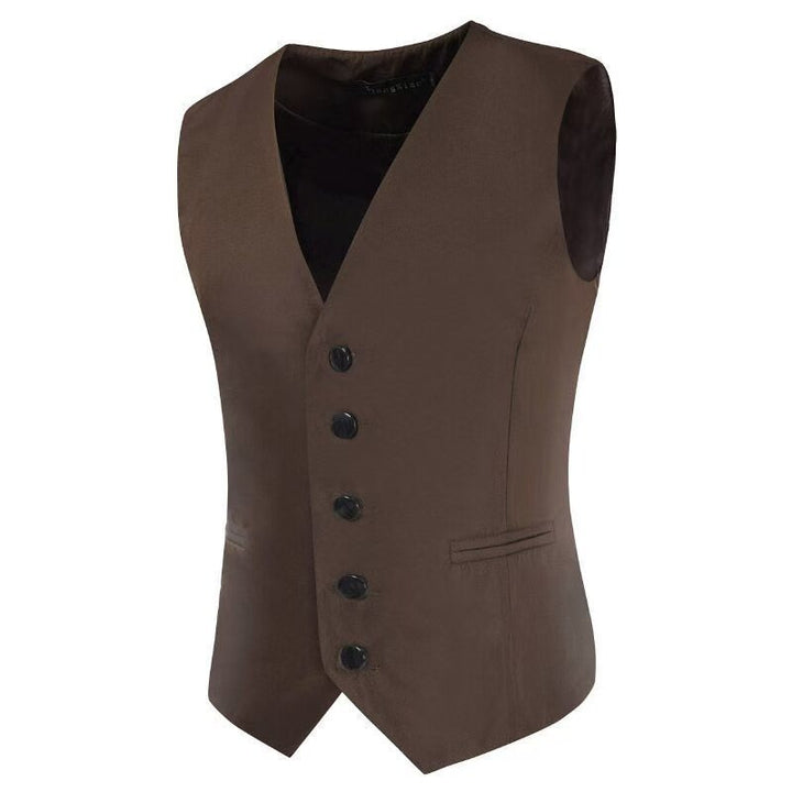 Herren Satin-Smokingsweste mit taillierter Passform, V-Ausschnitt und eleganter Knopfleiste Drune