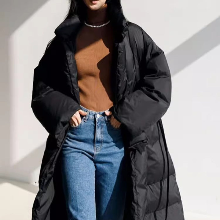 Damen Wattierter Longline-Parka mit Wickel-Bindegürtel und Volumenärmeln Drune