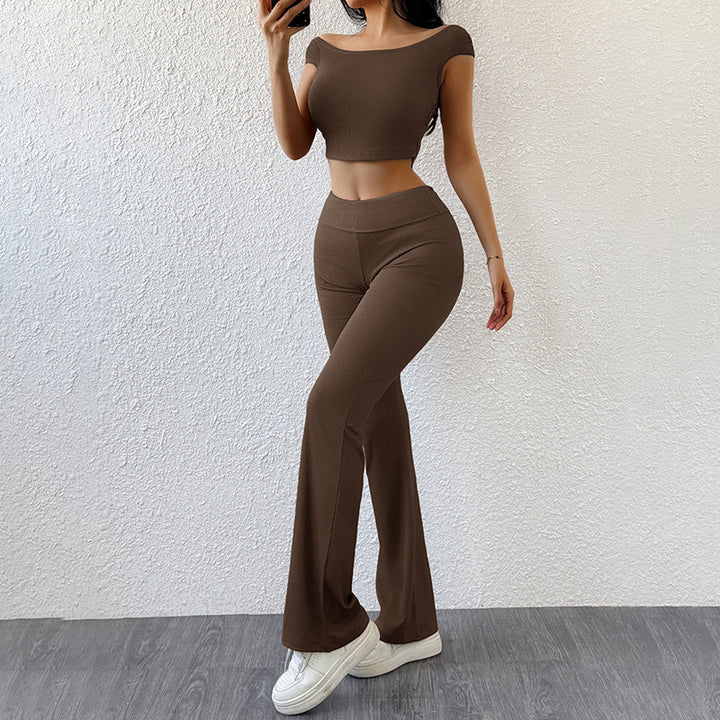 Damen Bequemes Set aus Crop Top und Flared Pants Drune