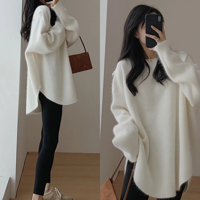 Damen Oversized Pullover im lässigen Stil mit weichem Mohairgefühl Drune