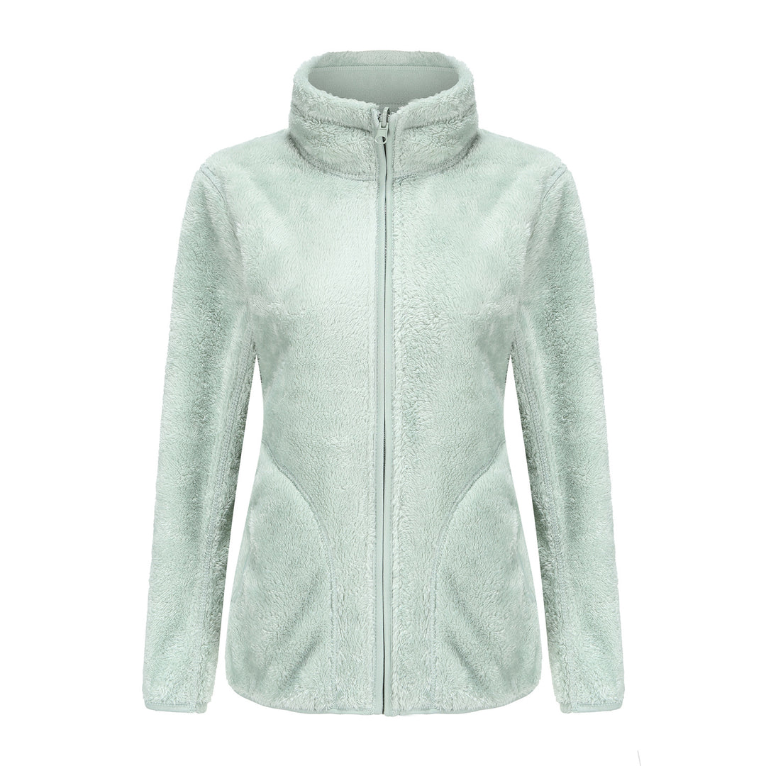 Damen nan kuschelige Fleecejacke mit hohem Stehkragen, durchgehendem Reißverschluss und figurformenden Nähten Drune