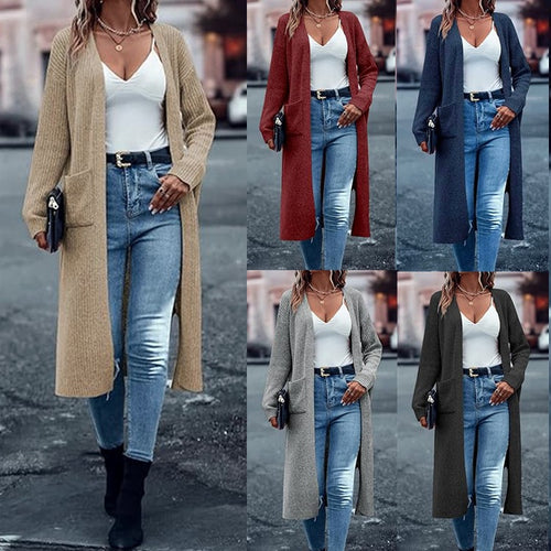Damen Grobstrick-Cardigan mit offenen Taschen und lässigem Schnitt Drune
