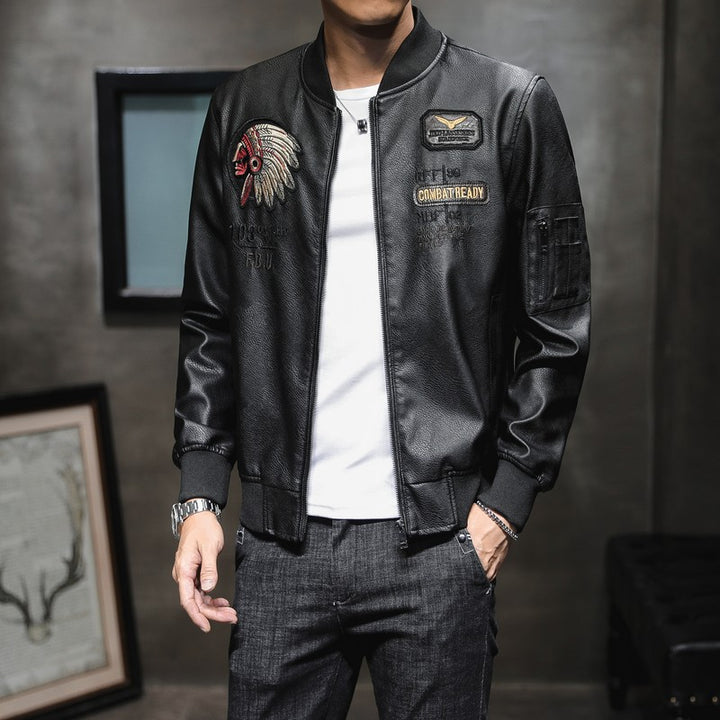 Herren Modische Bomberjacke mit Schulterpatches Drune