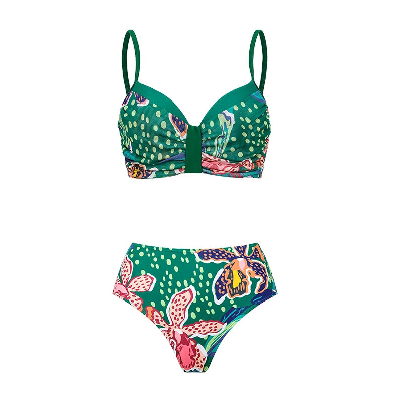 Damen Bikiniset mit farbenfrohem Maxirock und schicker Brustpartie Drune