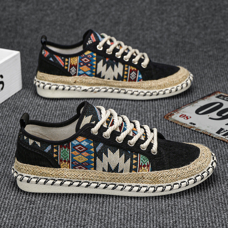 Unisex Espadrille-Sneaker mit geflochtenem Jutemittelsohle und ethnischem Webmuster Drune