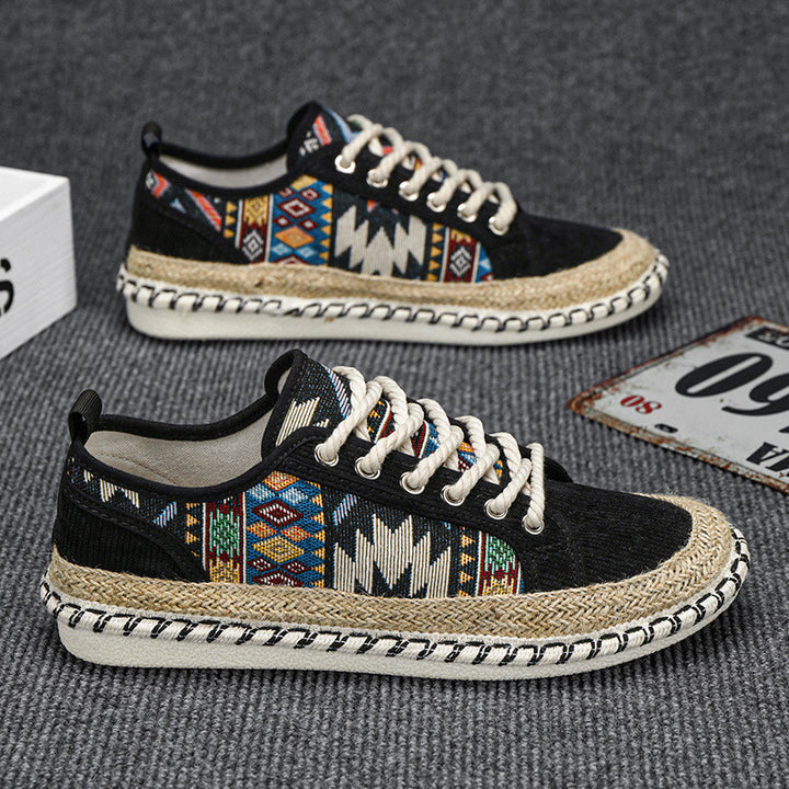 Unisex Espadrille-Sneaker mit geflochtenem Jutemittelsohle und ethnischem Webmuster Drune