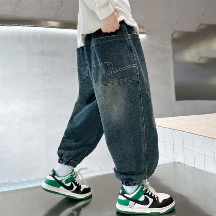 Unisex lässige Baggy-Jeans mit Gummizug Drune