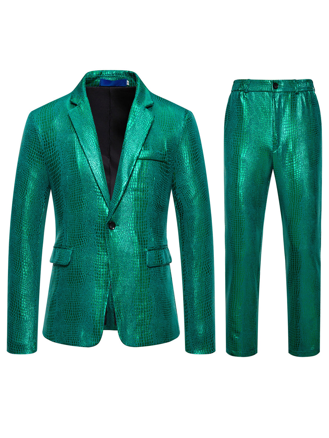 Herren Zweiteiliges Glamour-Anzugset mit metallischem Kroko-Effekt und schmaler Silhouette Drune