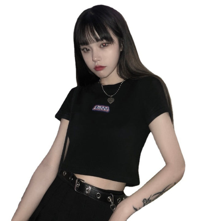 Damen Cropped T-Shirt mit kreativem Logo-Design und figurbetontem Schnitt