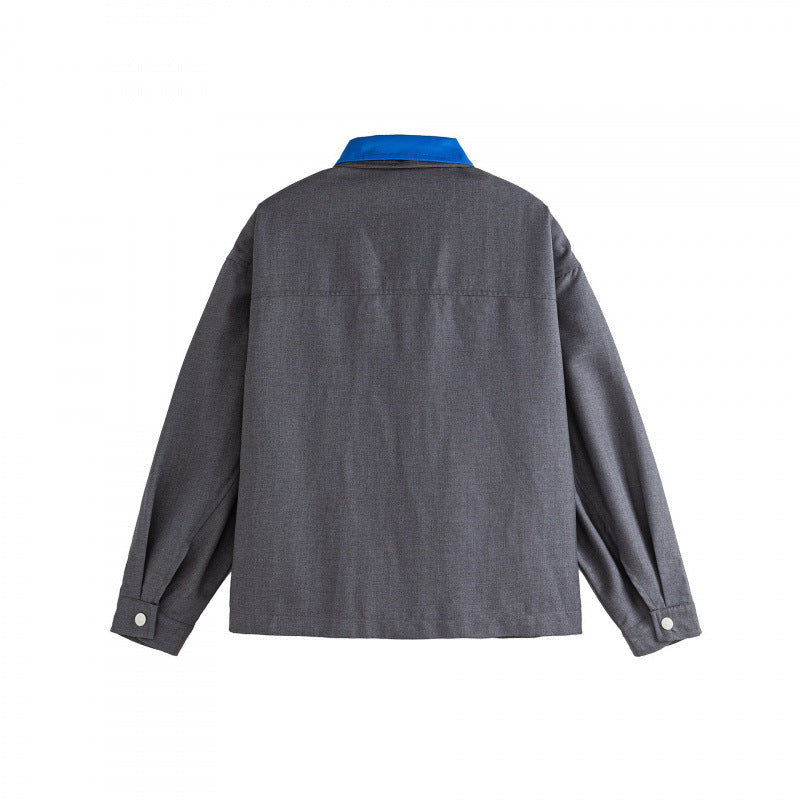 Unisex Boxy-Zipjacke mit kontrastierendem Hemdkragen, verdecktem Reißverschluss und aufgesetzten Eingrifftaschen Drune