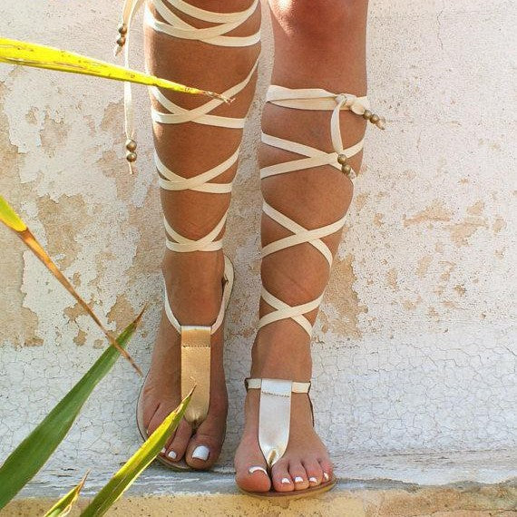 Damen Strand-Sandalen mit dekorativen Riemen und komfortabler Sohle Drune