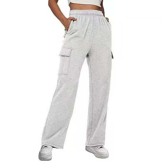 Damen nan relaxed-fit Cargo-Jogginghose mit geradem Bein, Elastikbund und aufgesetzten Klappentaschen Drune