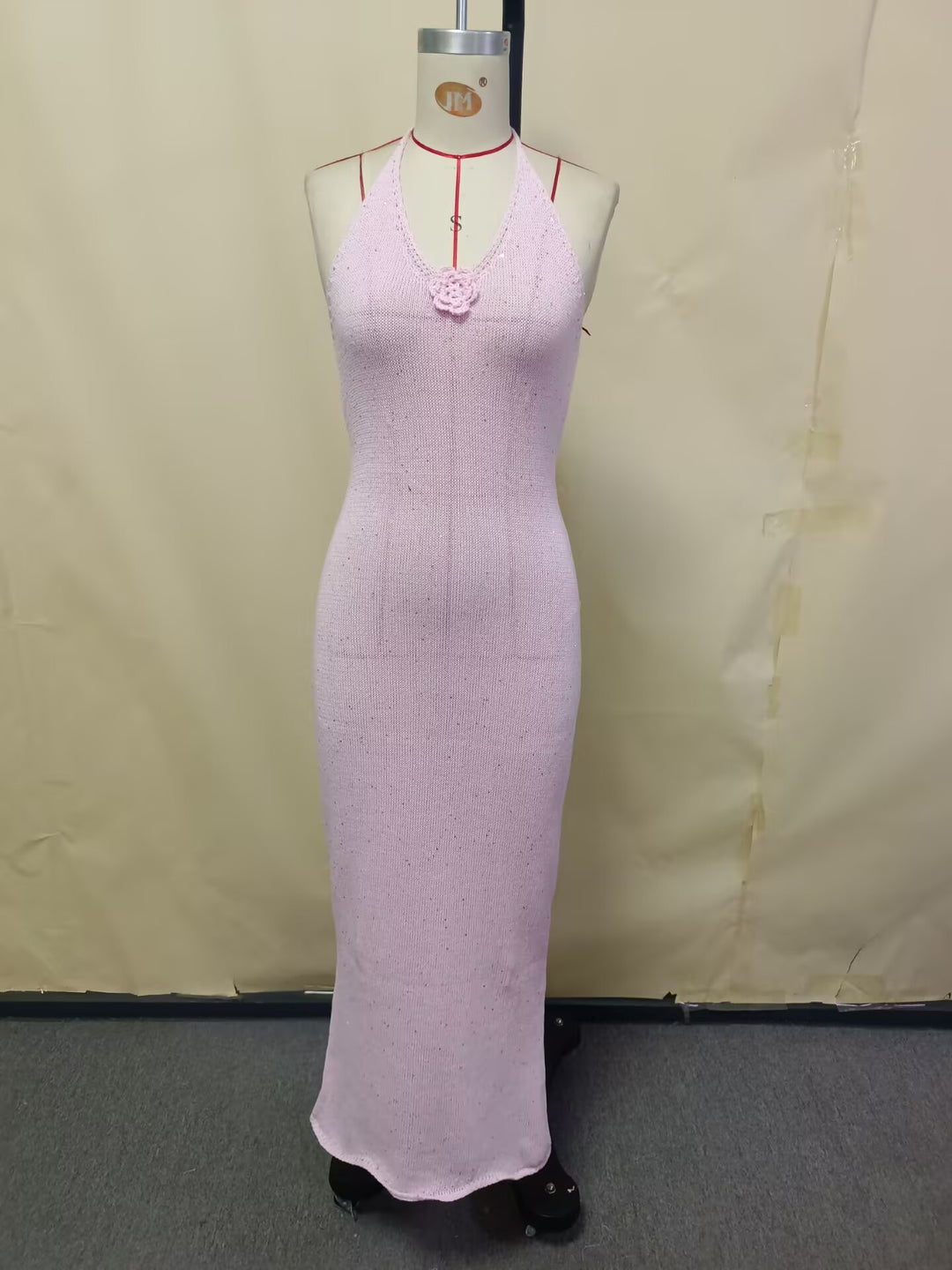 Damen figurbetontes Maxikleid mit raffiniertem Rückenausschnitt Drune