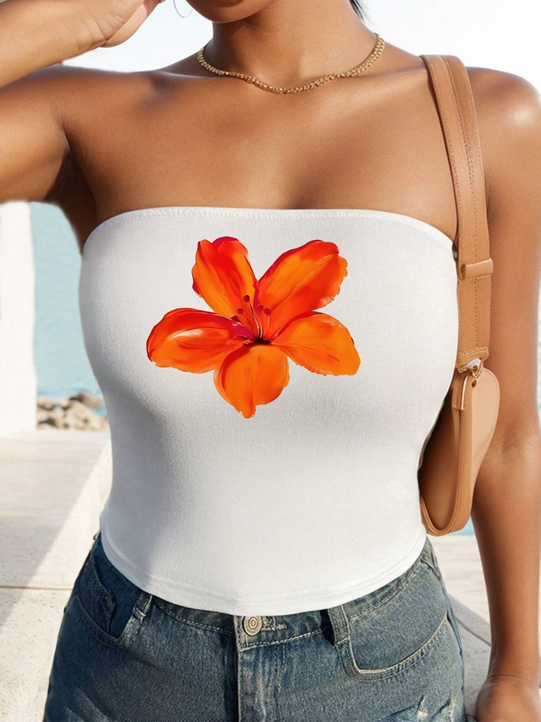Damen Bandeau-Top mit fröhlichem Gespenster-Motiv Drune