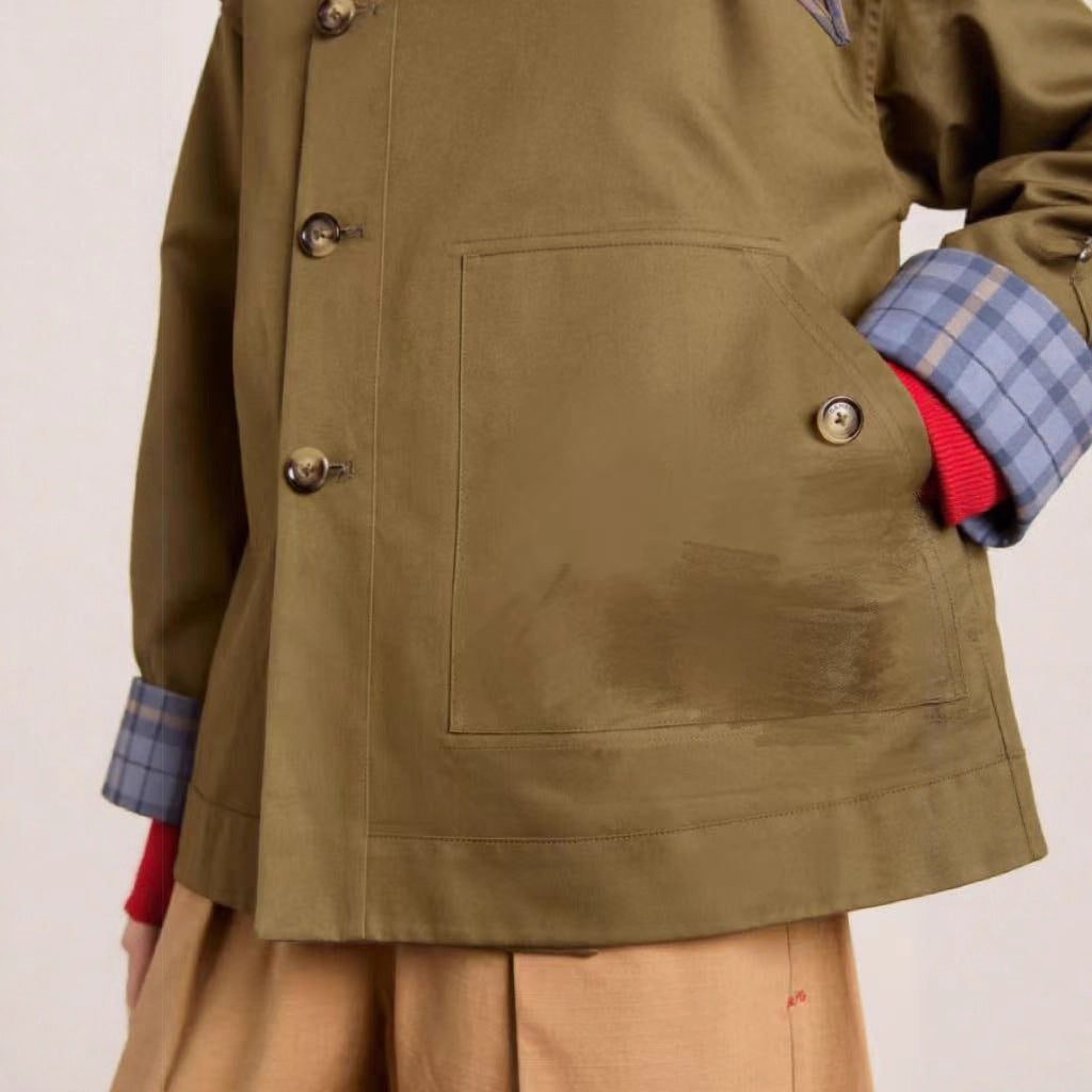 Damen modischer Trenchcoat mit charakteristischem Kragen und praktischen Taschen Drune