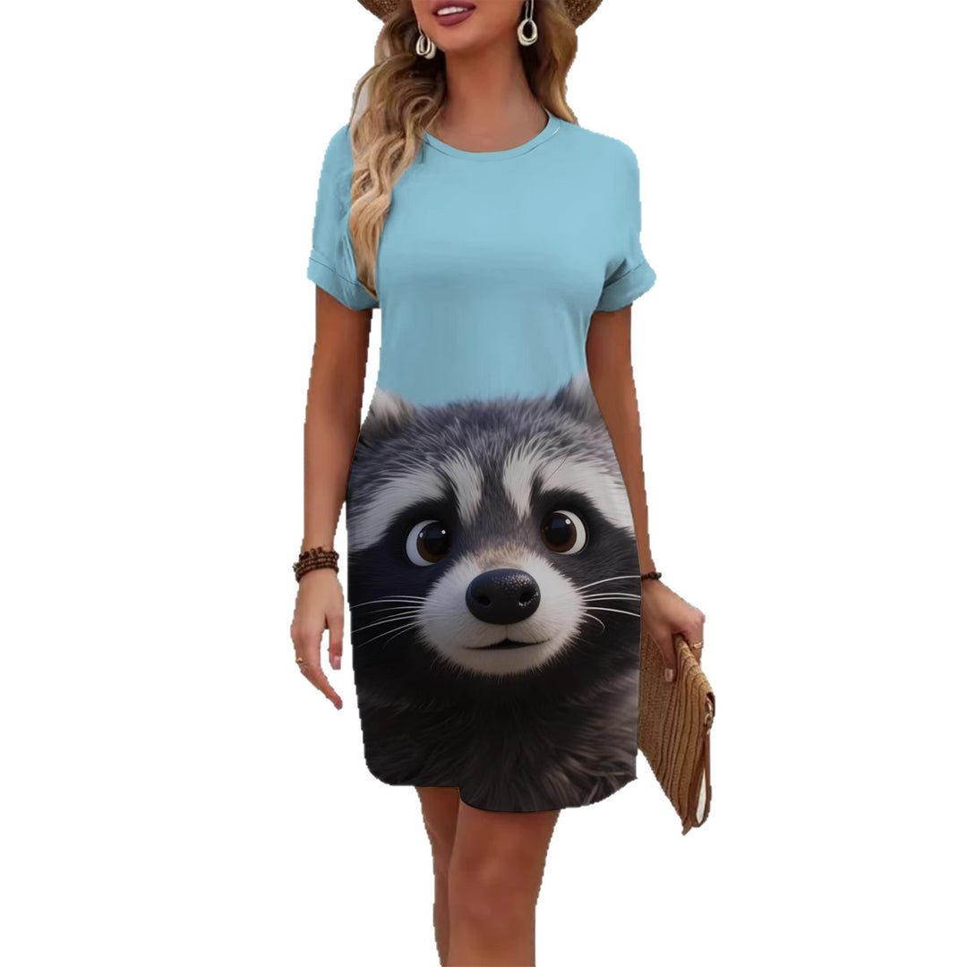 Damen T-Shirt Kleid mit kreativem Druckdesign Drune