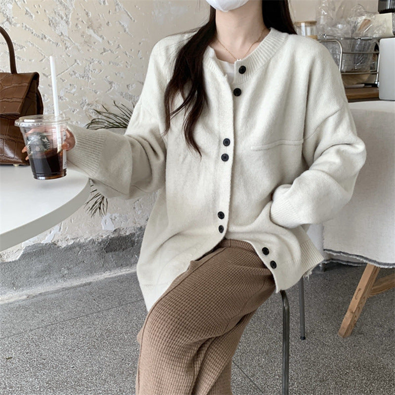 Damen lässiger Strickcardigan mit feiner Textur und praktischen Knopfdetails Drune
