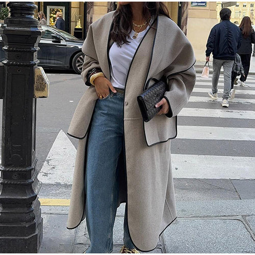 Damen Oversized Wool-Cape mit modischen Akzenten Drune