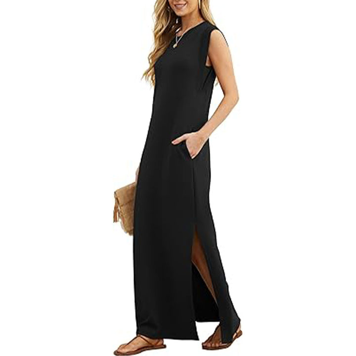 Damen Maxikleid mit lässigem Schnitt und minimalistischen Details Drune