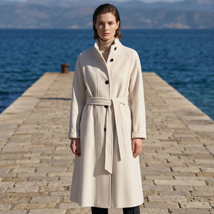 Damen Stylischer und eleganter Mantel mit hohem Kragen Drune