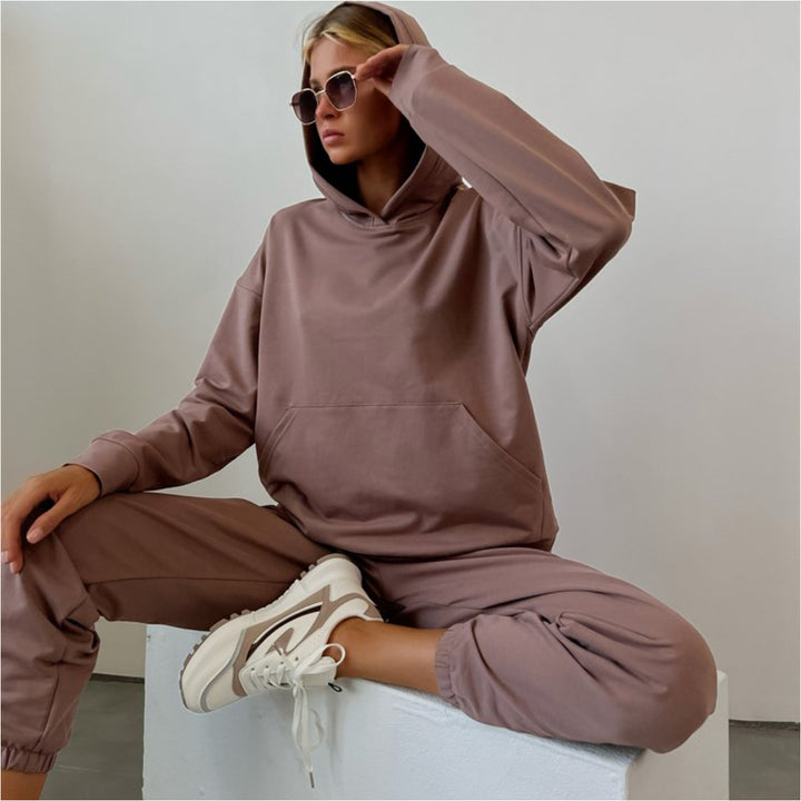 Damen Hoodie- und Jogginghose-Set mit elastischem Bund und lässigem Schnitt