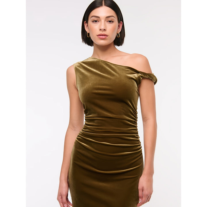 Damen modernes Wickelkleid mit asymmetrischem Design und stilvollen Rüschen Drune
