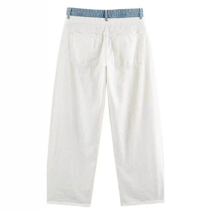 Damen Hochtaillierte Culotte-Hose mit weitem Bein und dekorativem Taillengürtel Drune