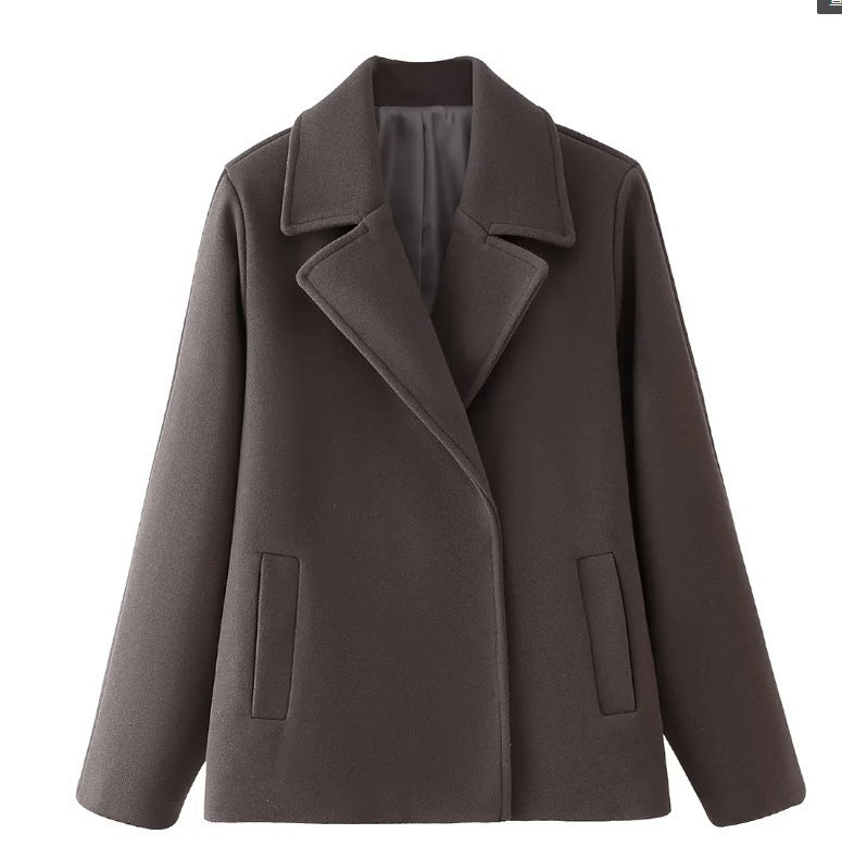 Damen elegante Wolljacke im klassischen Oversized-Schnitt Drune