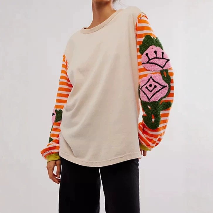 Damen Modischer Sweatshirt mit buntem Grafikdesign