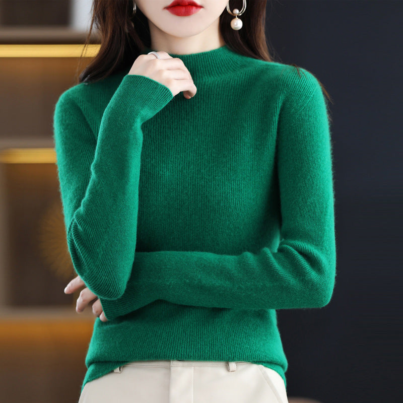 Damen Schmal geschnittener Mockneck-Pullover aus kaschmirähnlichem Feinstrick Drune