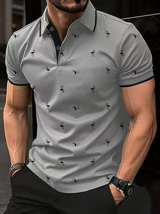Herren Polohemd mit einzigartigem Flamingo-Muster Drune