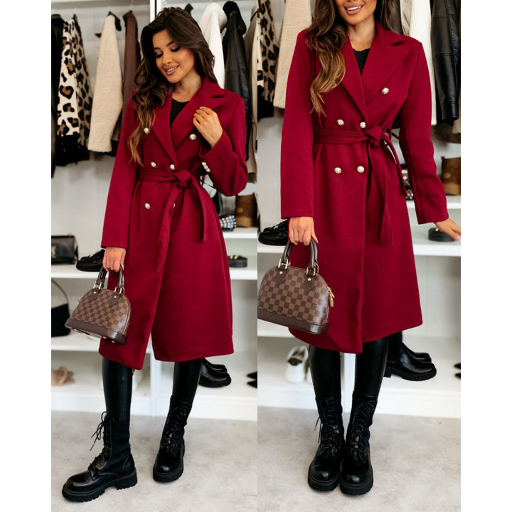 Damen Eleganter Trenchcoat mit asymmetrischem Schnitt und Gürtel Drune